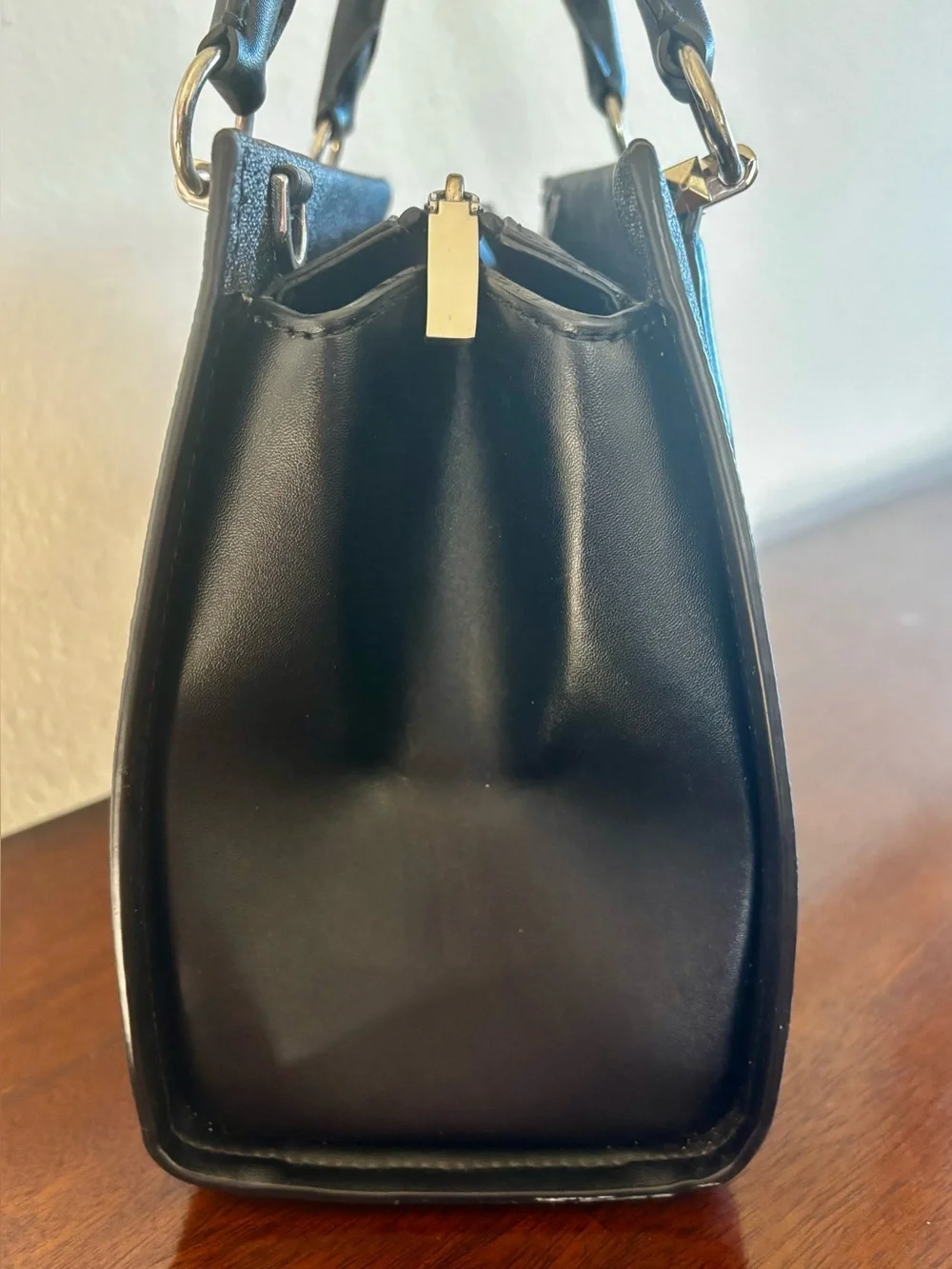 Michael Kors Black and Grey Three Compartment Satchel with Crossbody Strap